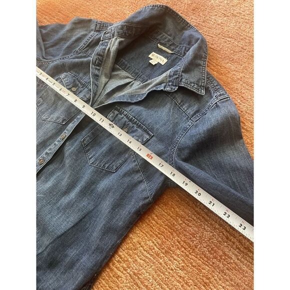 Merona Denim Shirt Dress S/P Button Front Long Sleeve 100% Cotton Pockets - Picture 4 of 8